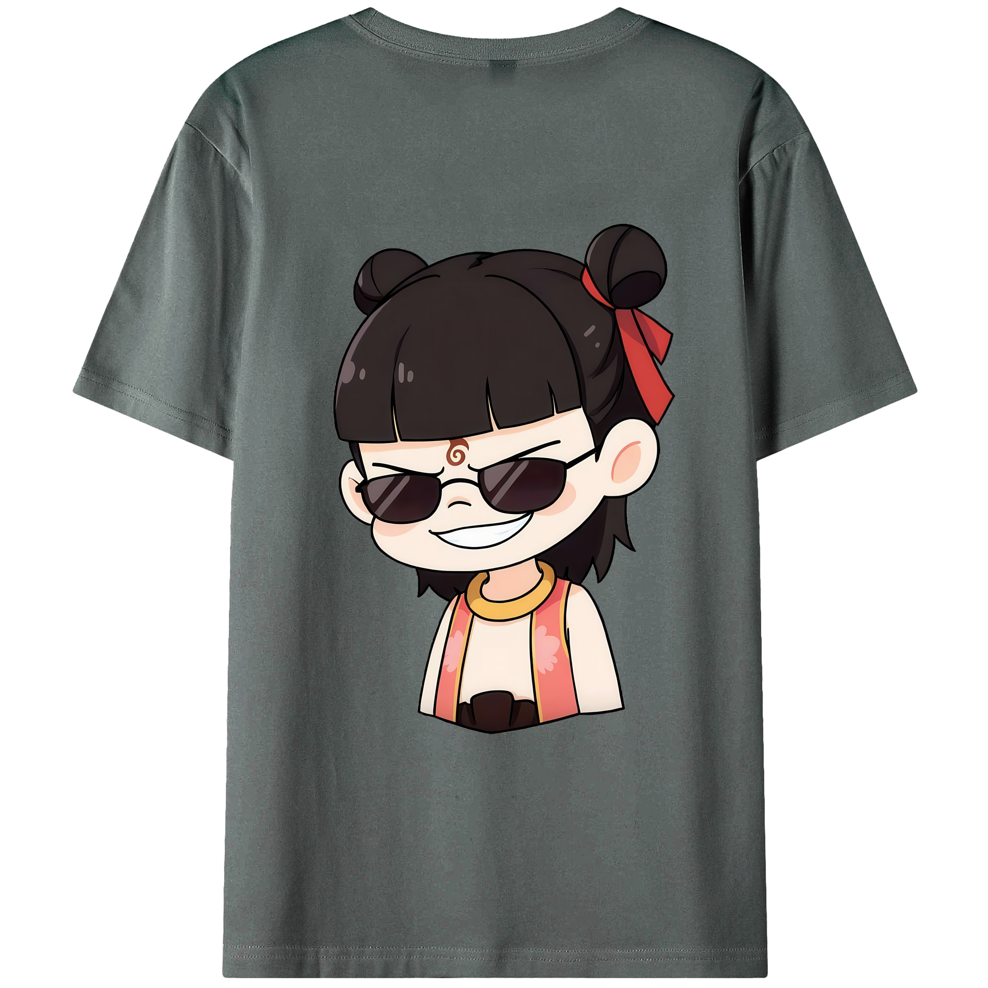 （画像用） Ne Zha 2 ナタ 魔童の大暴れ 綿100％ メンズ半袖Tシャツ（バックプリント） 通気性
